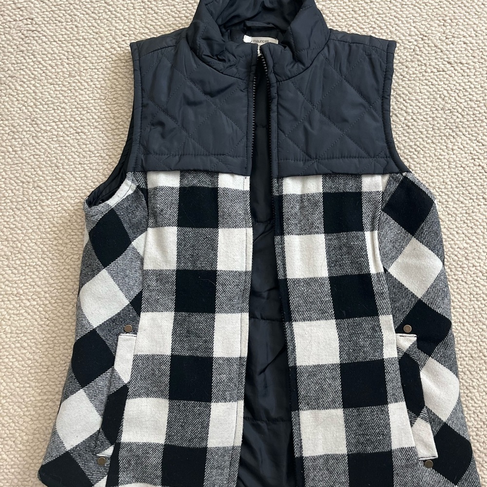 Black and White Plaid Vest